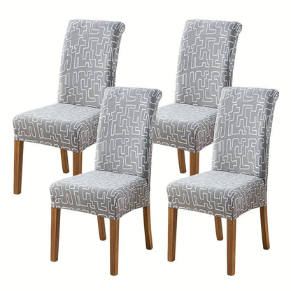 Printed Stretch Dining Chair Covers in Ten Patterns with Four- or Six-Piece Set Checkouts for Parsons Chairs