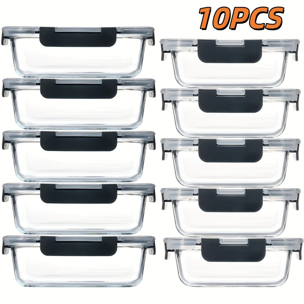 Food Storage Containers Borosilicate Glass Set with Locking Lids in 10-, 12- or 17-Piece Color Options