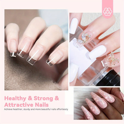 Dip Powder Nail Kit with SAVILAND Label, 60g Clear Powder, Three 15ml Liquids, Files, Buffer and Brush