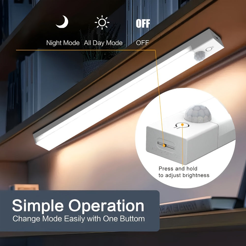 Three-Pack Motion Sensor Cabinet Lights with USB-C Charging, Three Light Colors and 7.87- or 11.81-Inch Options