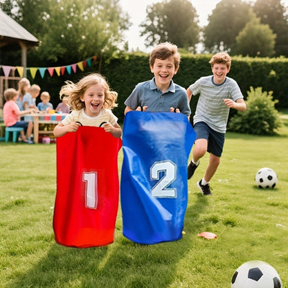 Four Numbered Sack Race Bags in Red, Blue, Yellow and Green with 65 x 46cm Pictured Size for Lawns