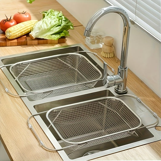 Expandable Stainless Steel Colander & Drain Basket – Adjustable Strainer for Vegetables, Fruits & Kitchen Sink Use
