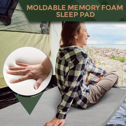 Memory Foam Camping Mattress Pad – Roll-Up Portable Sleeping Mat 72"x24" for SUV Car Camping, Tent Floor, RV & Guest Bed | Grey & Blue