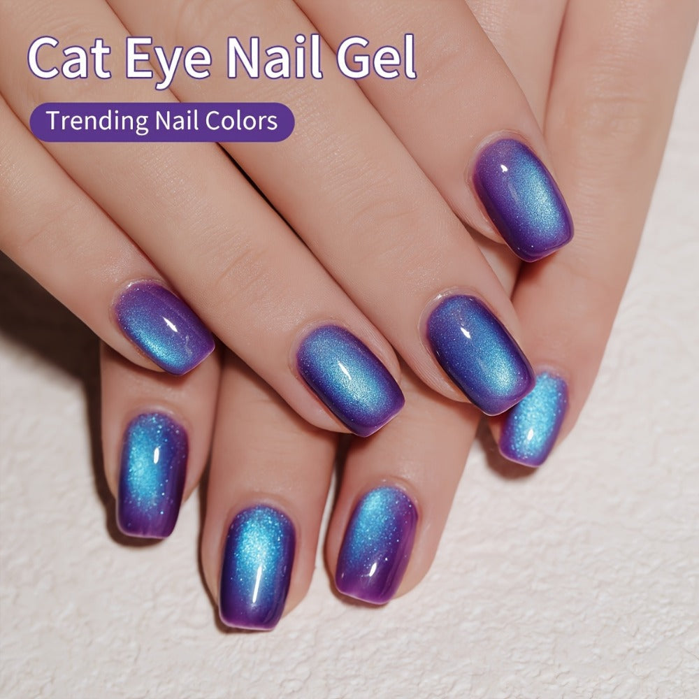Gel Nail Polish 6-Color Berry Magnetic Cat-Eye Set in Frame Bottles with Plum-to-Magenta Shades