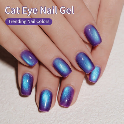 Gel Nail Polish 6-Color Berry Magnetic Cat-Eye Set in Frame Bottles with Plum-to-Magenta Shades