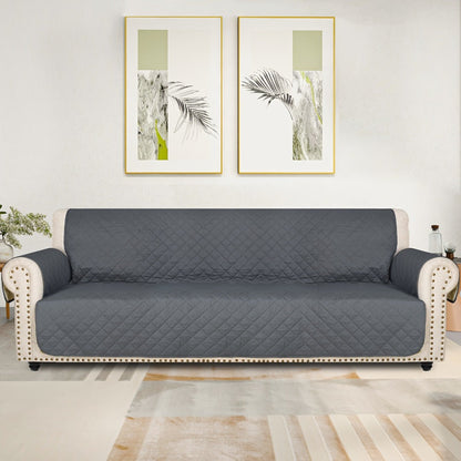 Sofa Cover Five-Layer Quilted Microfiber Protector with Elastic Strap and Foam Anchors for 3 or 4 Seats