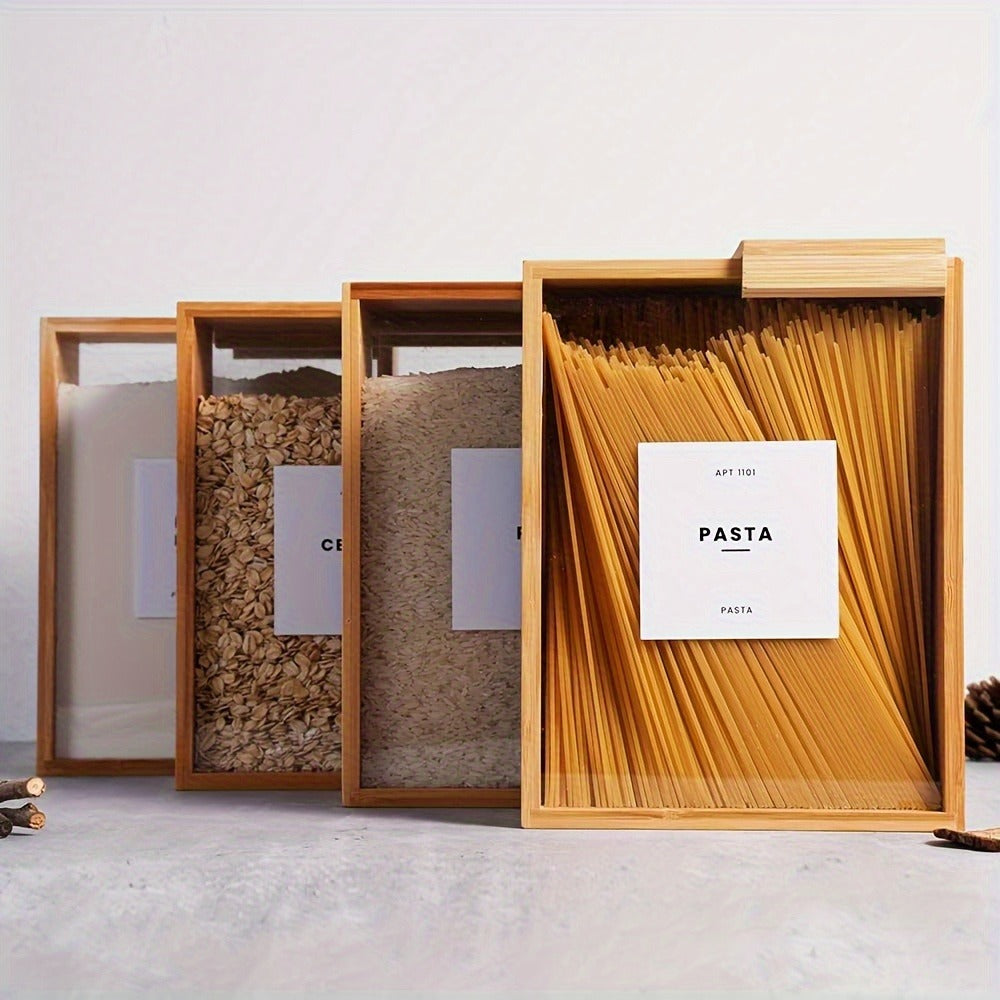 Food Storage Containers Two-Piece Bamboo Box Set with Sliding Lids and 101 oz Capacity per Container