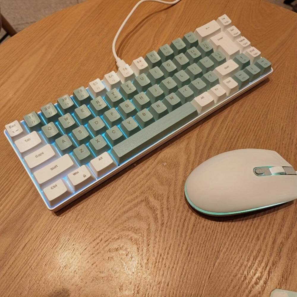Compact Wired Gaming Keyboard in 61-Key and 68-Key Layouts with Ten Color and Mouse Options