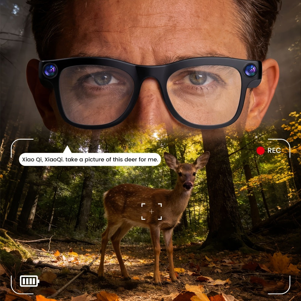 Smart Glasses 2MP Camera Eyewear with 100+ Language Translation, Bluetooth Calls and Black or Clear Lenses