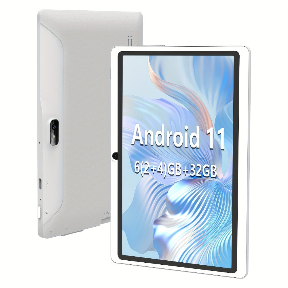 7 Inch Android Tablet 6GB RAM 32GB ROM Quad-Core HD IPS Display Stereo Speakers Dual Camera WiFi Lightweight Portable Compact Tablet for Work Travel Entertainment White