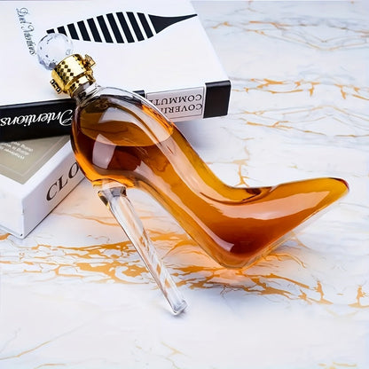 High Heel Shoe Decanter Crystal Glass with Stopper 26oz, Handmade Transparent Wine Decanter for Kitchen Dining Decor