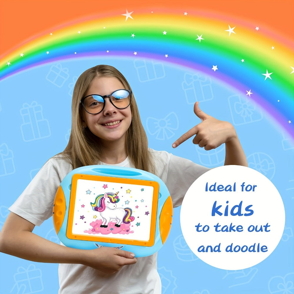 Double-Sided Kids Drawing Easel with Foldable Tabletop Stand, Chalkboard, Whiteboard and Six Color Options
