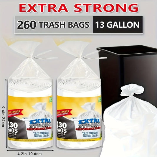 13 Gallon Trash Bags 260 Count Heavy Duty Drawstring Kitchen Garbage Bags – Leak-Proof, Odor-Resistant, Expandable, 2 Rolls for Kitchen, Bedroom, Bathroom & Outdoor Use