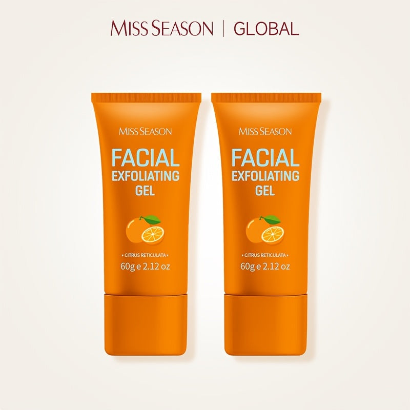 Facial Exfoliating Gel Two-Pack with Two 60g Orange Tubes, Flip-Top Caps and Face-or-Body Rinse-Off Format