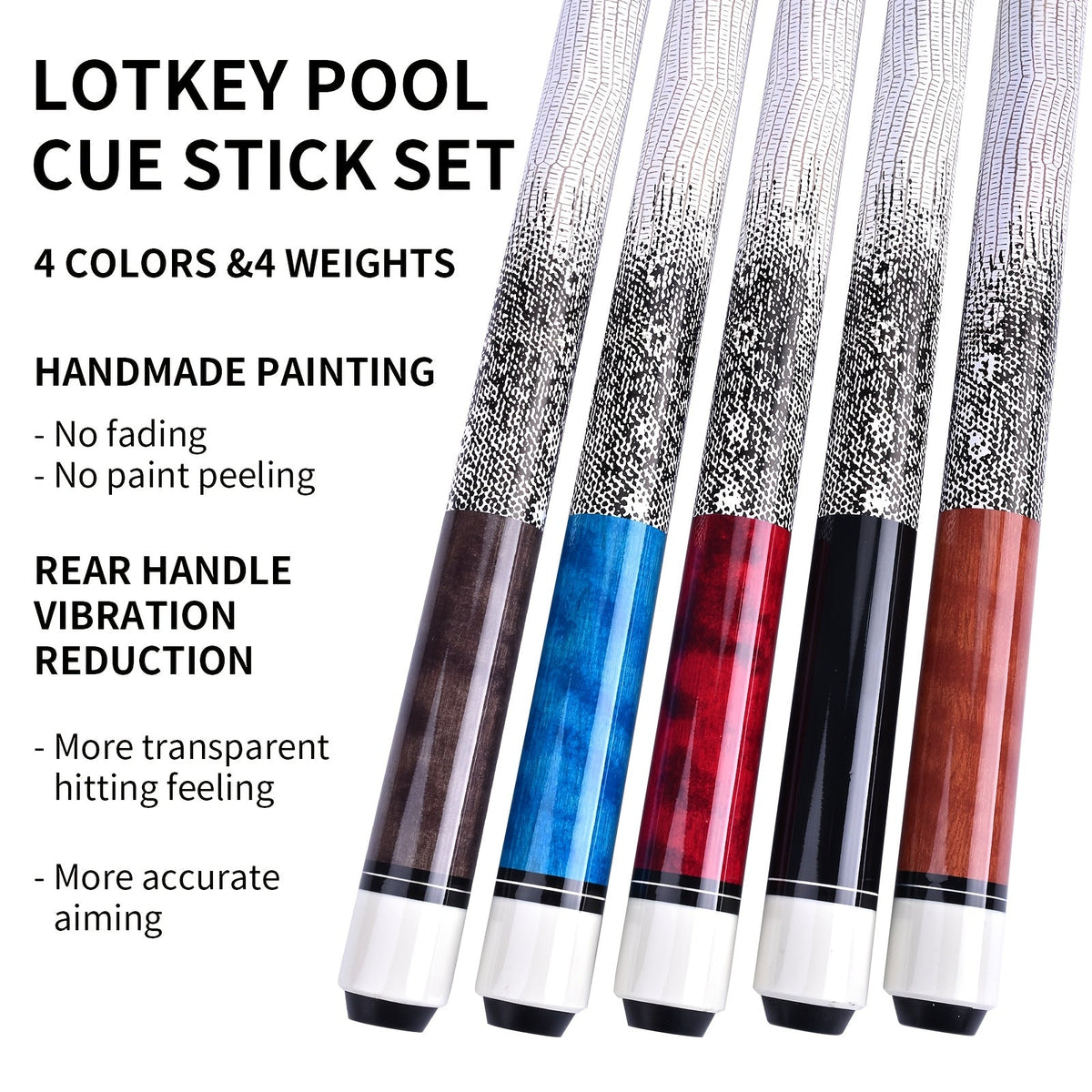 58-Inch Canadian Maple Pool Cue with 13mm Tip, 19oz or 20oz Weights and Multiple Color or Set Options
