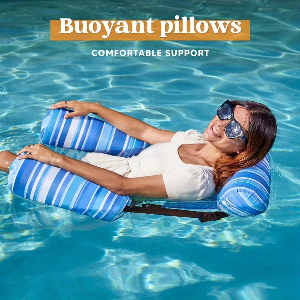Pool Float Lounge Chair Two-Pack with Adjustable Head Support, Fabric-Covered Sling and Carry Case