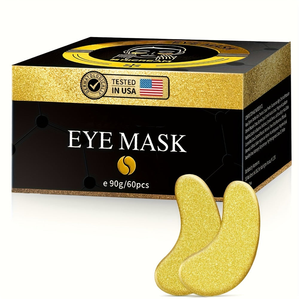 60-Piece Gold-Tone Under-Eye Patch Box with Individual Packs and Collagen and Hyaluronic Acid Wording