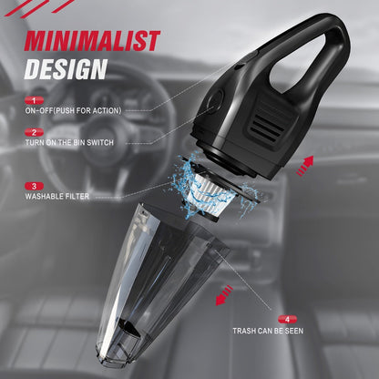 Handheld Vacuum Cleaner with 5KPa Suction, Rechargeable Battery, Crevice Tool and Six Color Bundles