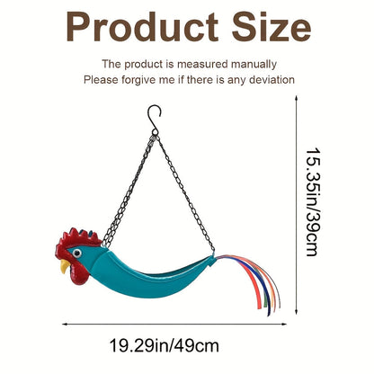 Rooster Hanging Planter – Wrought Iron Flower Pot with Chain for Succulents, Courtyard, Balcony & Eaves – Unique Gardening Gift
