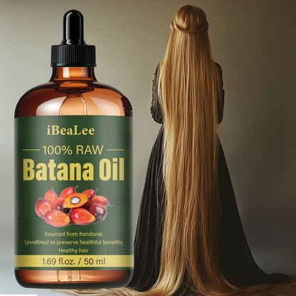 Hair Oil Batana 1.69oz Amber Dropper Bottle with Cold-Pressed Formula for Hair, Brow and Lash Application