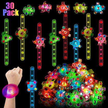 Party Favors LED Fidget-Spinner Wristbands in 12- or 30-Piece Packs for Glow-Themed Events