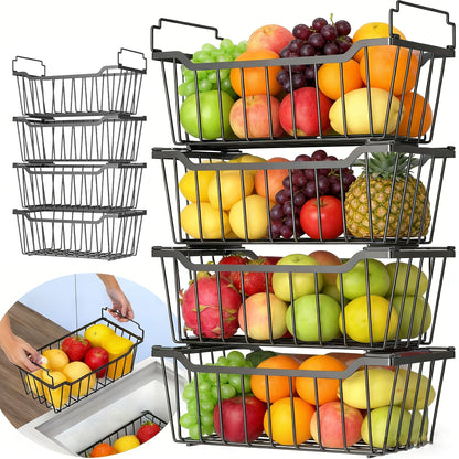 Freezer Organizer Bins Stackable with Foldable Handle - Chest Freezer Storage Baskets Rack, Space Saving Refrigerator Organizer Bins, 4 or 8 Pack