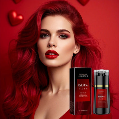 Hair Dye Shampoo, EELHOE Red Two-Pack with Two 200ml Pump Bottles for At-Home Color Application