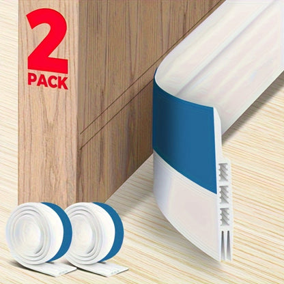 Two-Piece 37-Inch Silicone Under-Door Sweep Set with Self-Adhesive Backing in Brown or Black