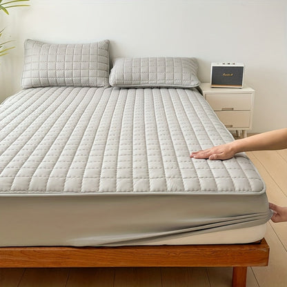 Channel-Quilted Fitted Mattress Protector in Six Colors and Full, Queen or King Size Options