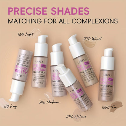 LALKOU 30g Liquid Foundation Two-Bottle Set with Pump Dispensers and Six Shades from Ivory to Tan