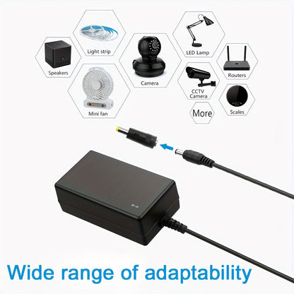 12V 3A DC Power Adapter 36W with 10 Interchangeable Tips - Universal AC 100-240V Input, Short Circuit & Overvoltage Protection, Stable Output for CCTV Camera, LED Strip, Router, TV Box & More