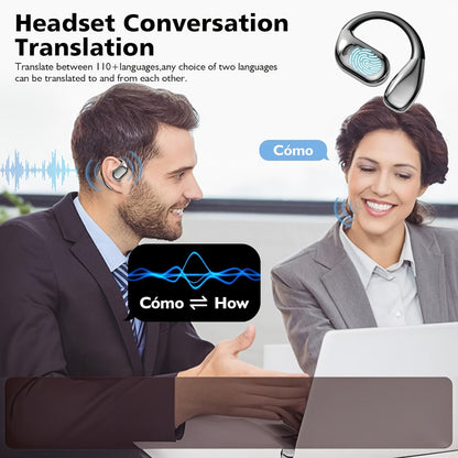 Open-Ear Translation Earphones with Charging Display Case and Black, Beige, Blue or Green Options