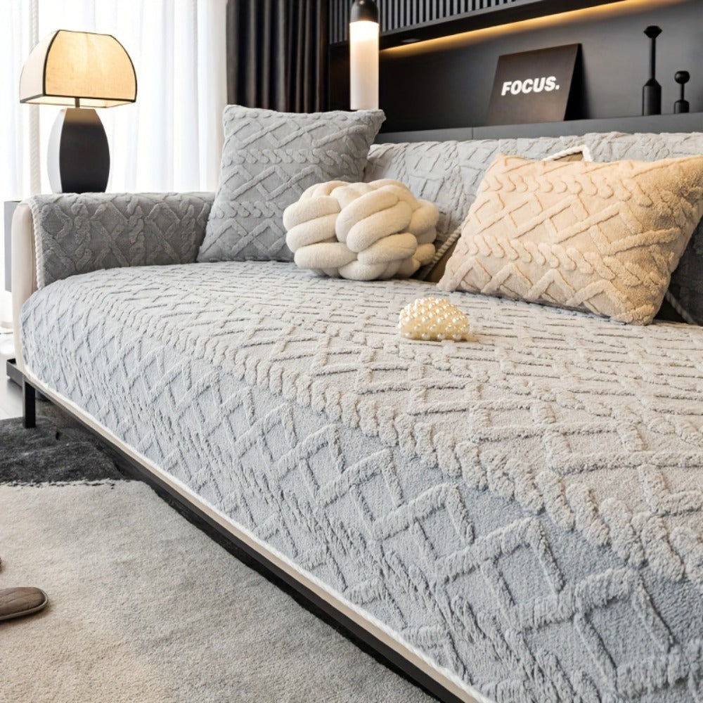 Sofa Cover Plush-Texture Modular Panels for Single to 4 Seats, Backrest, Armrest or Throw Pillow