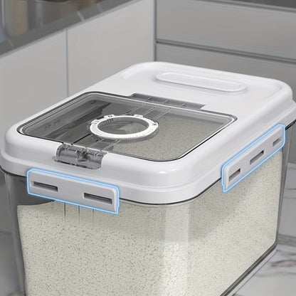Airtight Food Storage Container Rice Canister - PET Square Flip Top Sealable Grain Dispenser Insect Moisture Proof Reusable for Kitchen Pantry Organization (2 Sizes)