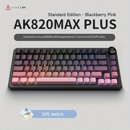 Hot Swap Gasket Mechanical Keyboard AJAZZ AK820 75% – Wireless 2.4GHz & Wired, Volume Knob, South-Facing RGB, Poron Foam, PBT Keycaps, Programmable, 11 Switch & Color Options for PC & Mac
