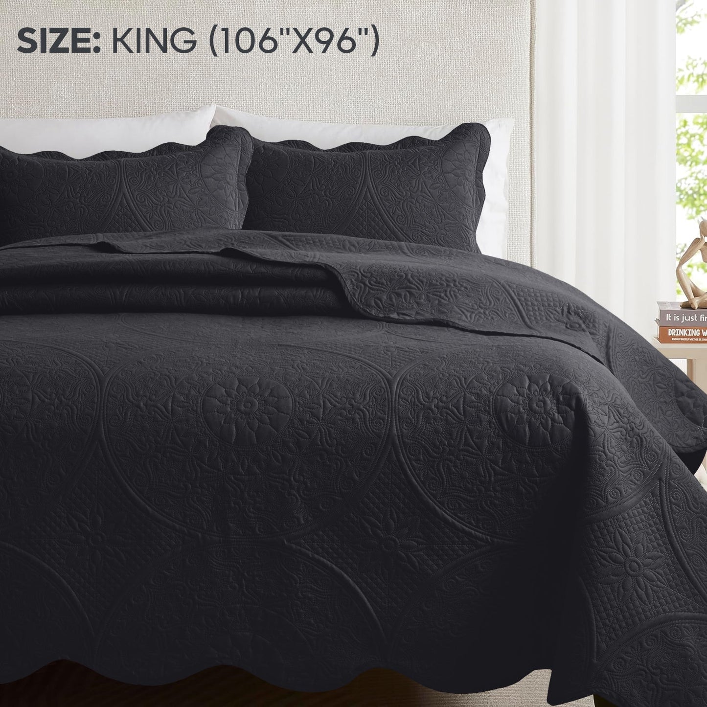 Quilted Bedspread Set 3 Piece – Soft Floral Coverlet with Pillow Shams, Lightweight Breathable Quilt for Bedroom & Guest Room, All Season Bed Cover