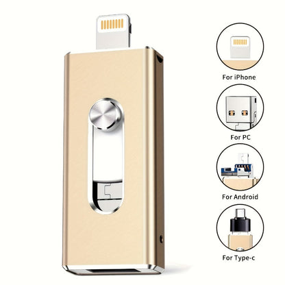 64GB Metal USB Flash Drive High Speed Aluminum Alloy Compact Memory Stick Plug and Play for iPhone iPad Android Mac Windows PC Study Work Travel – Black Gold Premium Design
