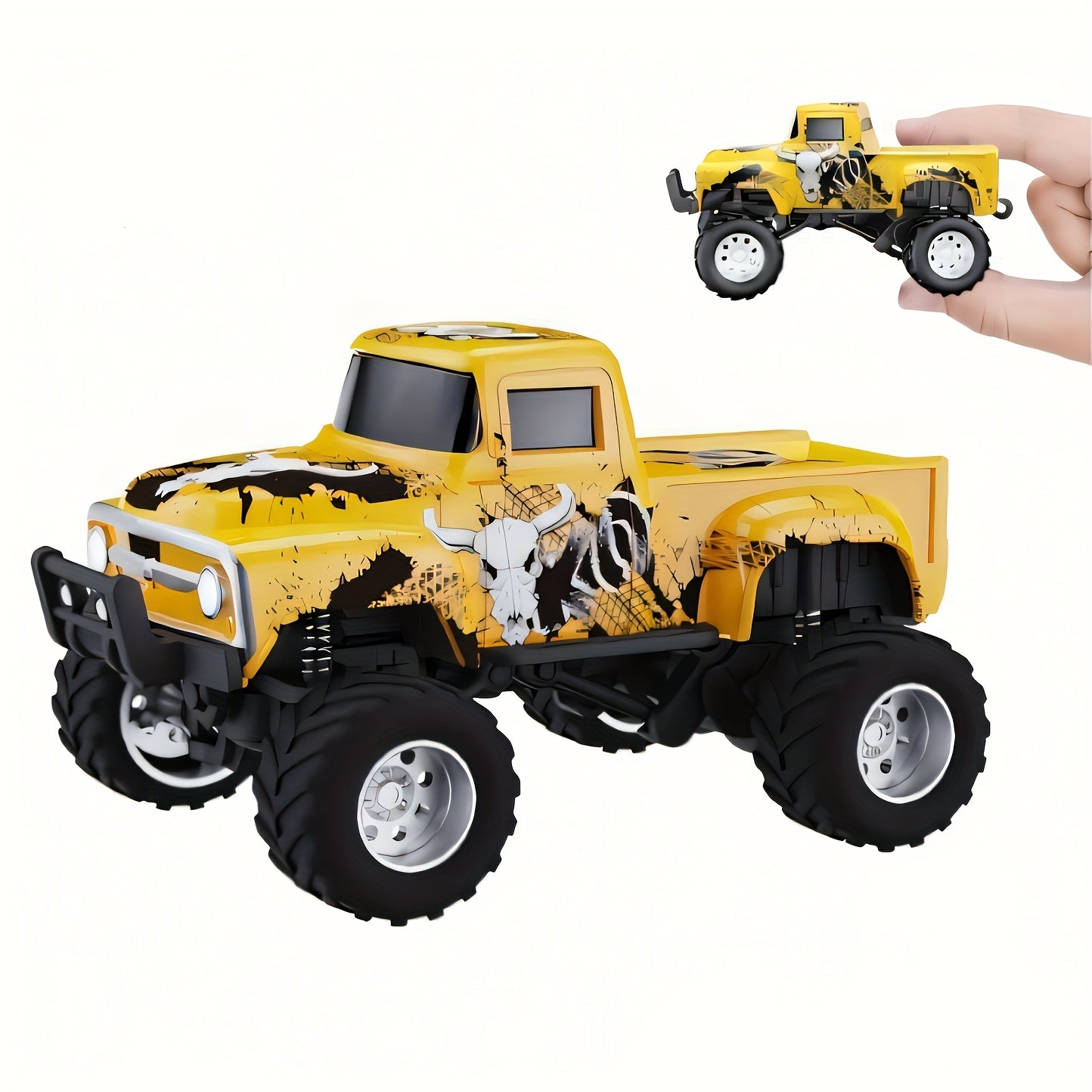 Remote Control Car, 1:64 Scale Die-Cast Monster Truck with 2.4GHz Control, LED Headlights and Five Color Options