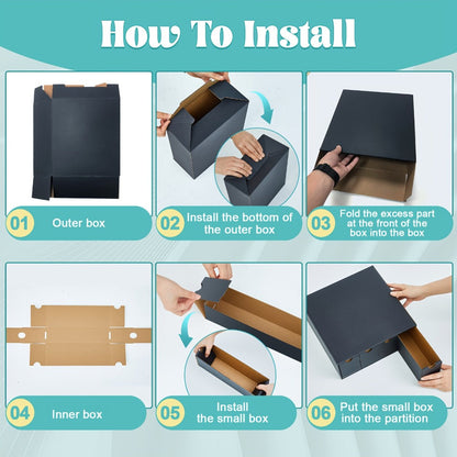 Four-Row Cardboard Trading Card Organizer Set with 16 Inner Boxes, 70 Dividers and Label Stickers