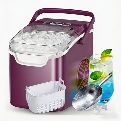 Portable Ice Maker Machine 26 Lbs/Day - Countertop Ice Maker Makes 8 Ice Cubes in 6 Minutes, 2 Ice Sizes, Self-Cleaning with Basket & Scoop for Home Kitchen Party Camping Bar RV, 4 Colors Available