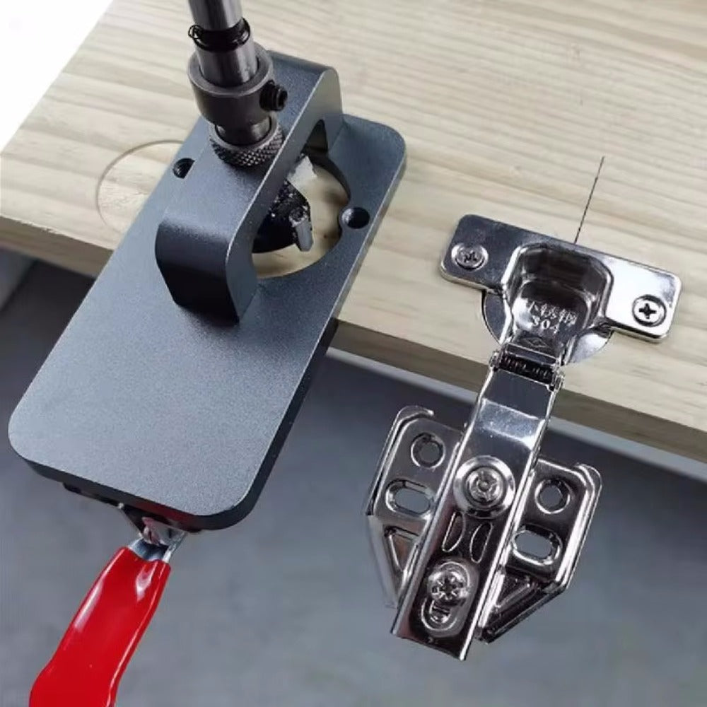 35 mm Cabinet Hinge Drilling Jig Kit with Clamp, Forstner Bit and Locator for 15- to 25-mm Boards