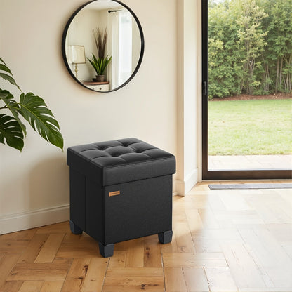 37L Faux Leather Storage Ottoman Cube with Lift-Off Lid, Short Legs and Black or White Finish