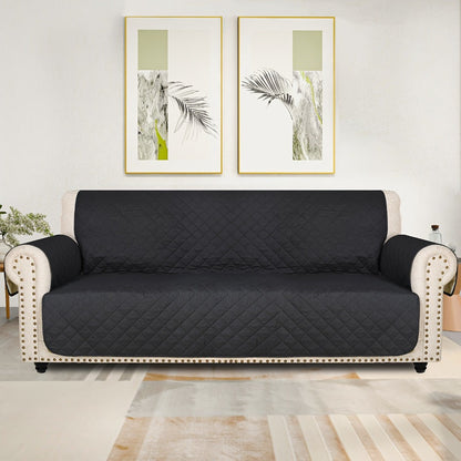 Sofa Cover Five-Layer Quilted Microfiber Protector with Elastic Strap and Foam Anchors for 3 or 4 Seats