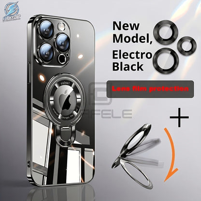 Magnetic iPhone Case Electroplated PC Shockproof Clear Back U-Shield Kickstand Lens Protector for iPhone 17 Pro Max 17 Pro 17 Air 17 16 15 14 13 12 11 Series – 5 Colors MagSafe Compatible