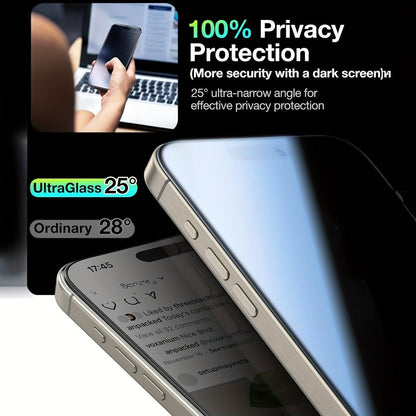 Screen Protector, 4-Piece iPhone 16 Plus Privacy Tempered Glass Set with One-Click Dust-Removal Installation Frames