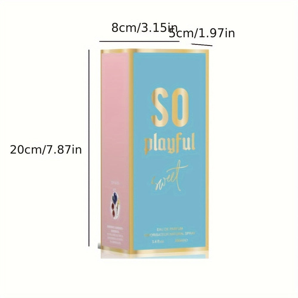 Women's Eau de Parfum 3.4oz 100ml - SO PLAYFUL Long Lasting Perfume Spray - White Cyclamen Pepper Cherry Floral Fruity Scent for Her