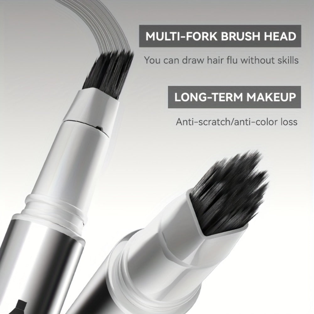 2-in-1 Eyebrow and Hairline Pen with Dense Multi-Fork Brush, Pointed Tip and Three Brown-to-Black Shades
