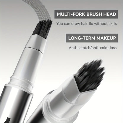 2-in-1 Eyebrow and Hairline Pen with Dense Multi-Fork Brush, Pointed Tip and Three Brown-to-Black Shades