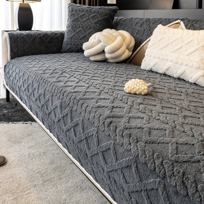 Sofa Cover Plush-Texture Modular Panels for Single to 4 Seats, Backrest, Armrest or Throw Pillow