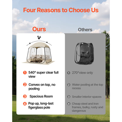 Pop Up Bubble Tent Clear Pod for Garden, Patio and Yard Use, with the Listed Configuration